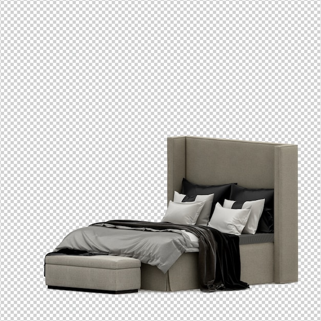 Cama isométrica 3D render isolado