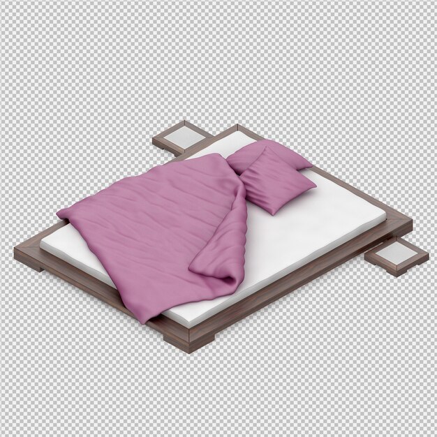 PSD cama isométrica 3d render