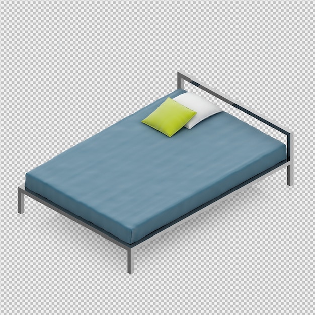 PSD cama isométrica 3d render