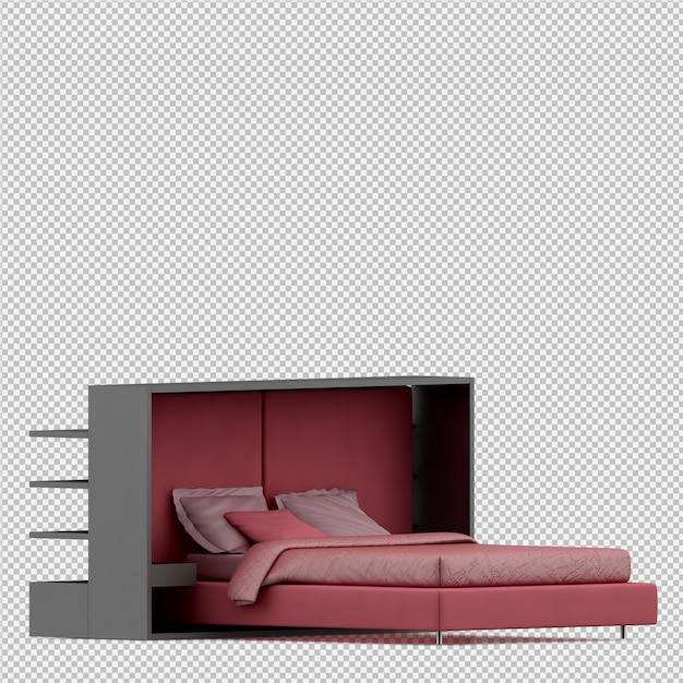 PSD cama isométrica 3d render