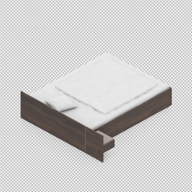 PSD cama isométrica 3d render