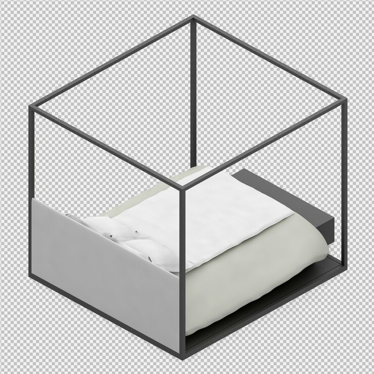PSD cama isométrica 3d render