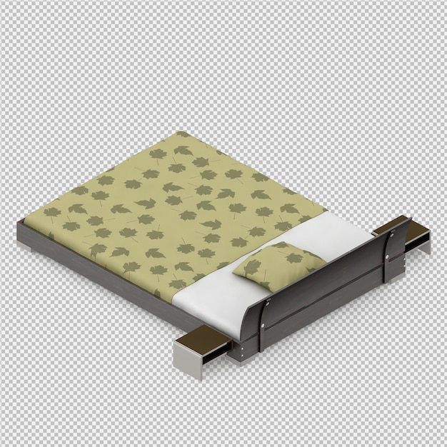 PSD cama isométrica 3d render