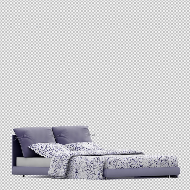 Cama Isométrica 3D render