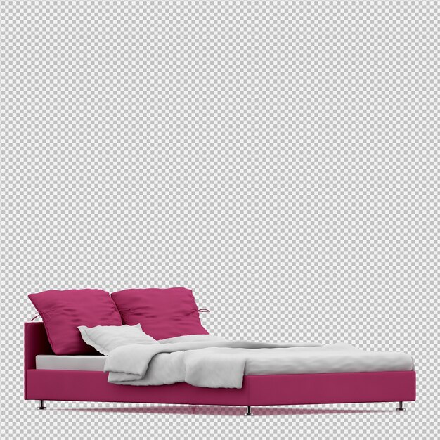 PSD cama isométrica 3d render