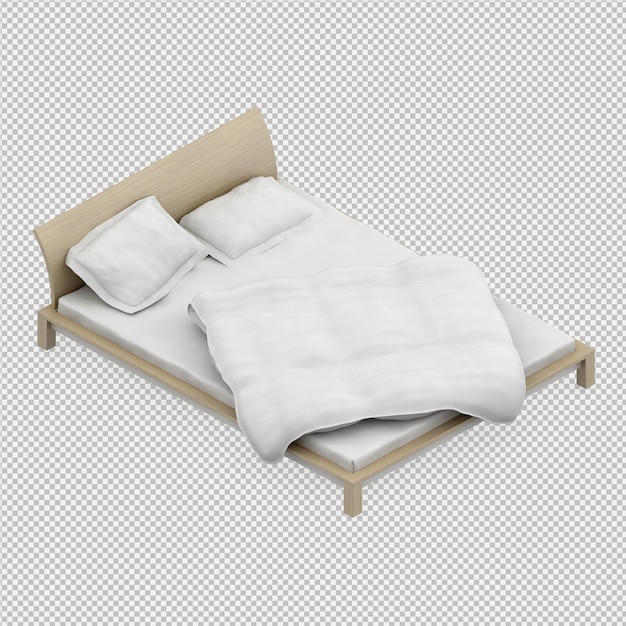 PSD cama isométrica 3d render