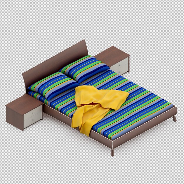 PSD cama isométrica 3d render