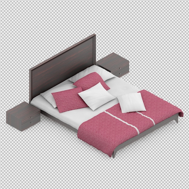 PSD cama isométrica 3d render