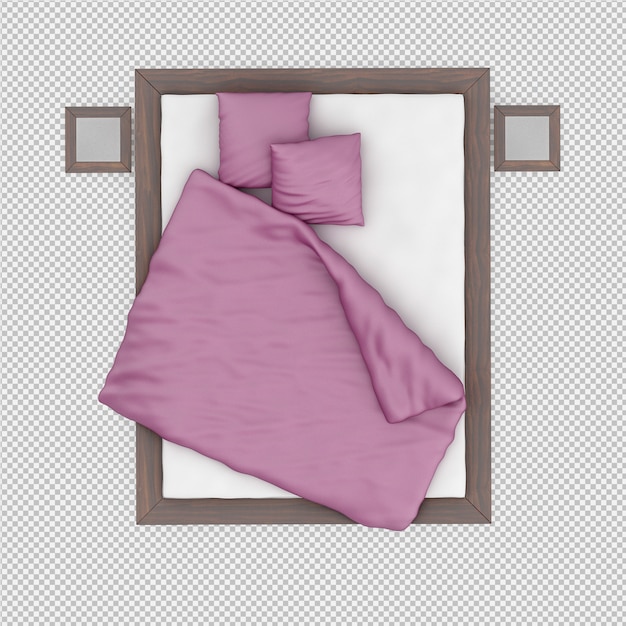 PSD cama isométrica render 3d