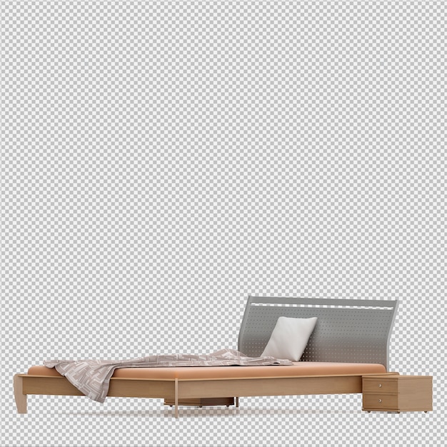 Cama isométrica render 3D