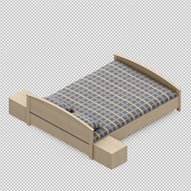 Cama isométrica render 3d