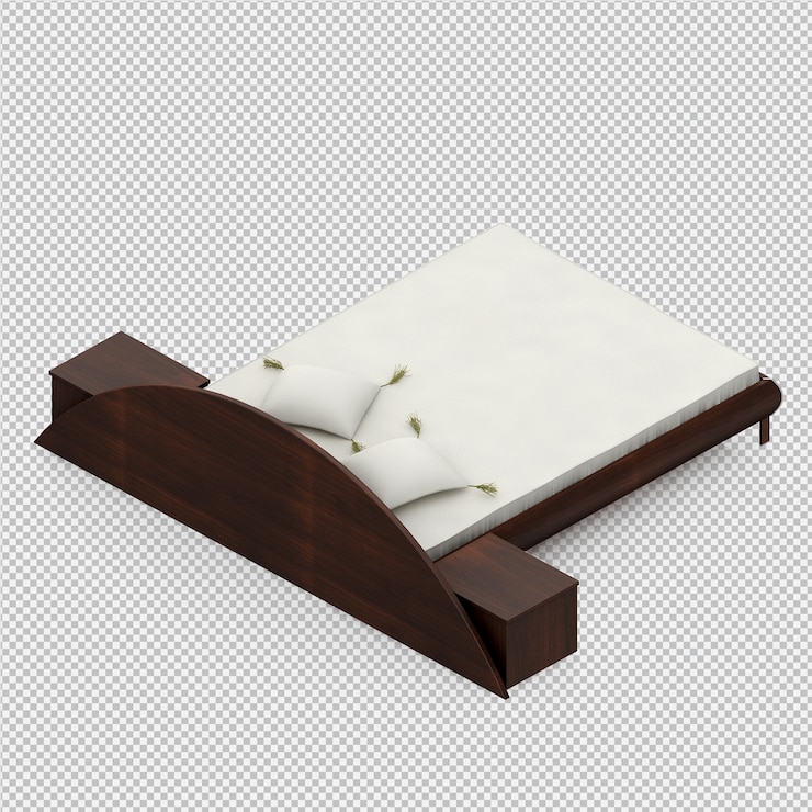 PSD cama isométrica render 3d