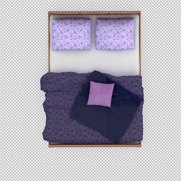 Cama isométrica render 3D