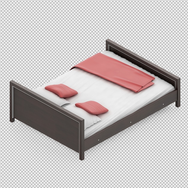 Cama isométrica render 3d