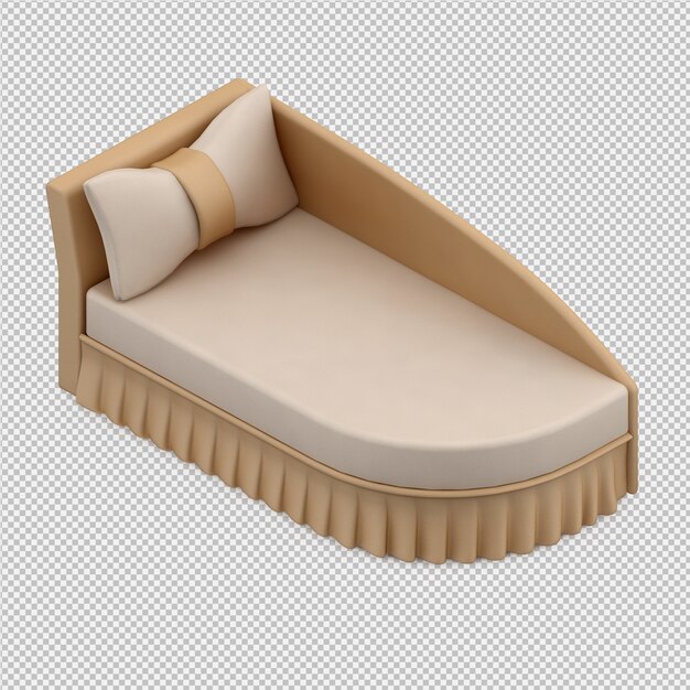 PSD cama isométrica render 3d