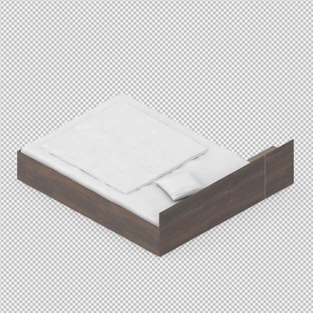 Cama isométrica render 3d