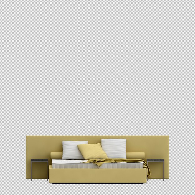 Cama isométrica render 3D
