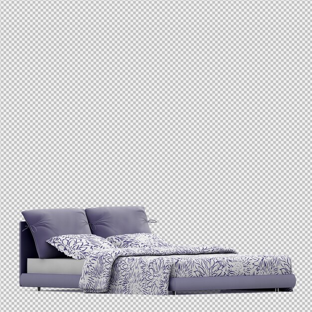 Cama isométrica render 3d