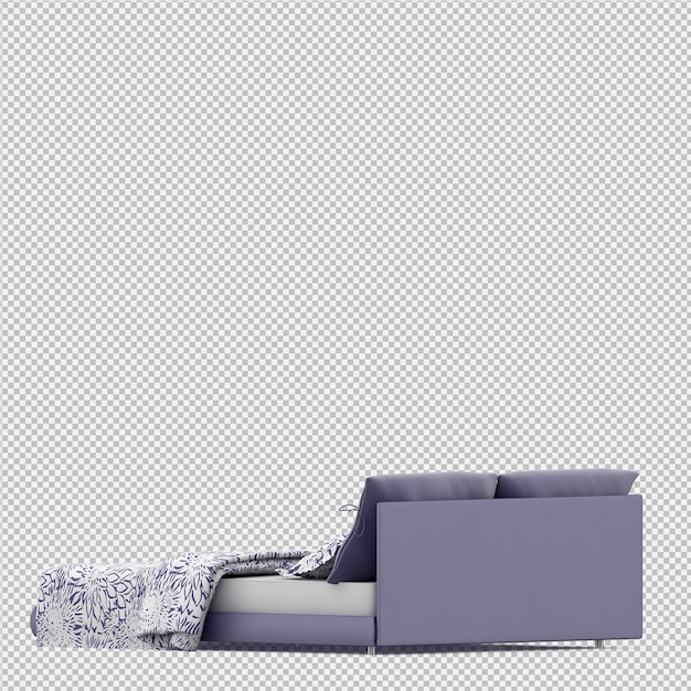 Cama isométrica render 3D