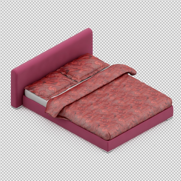 Cama isométrica render 3D