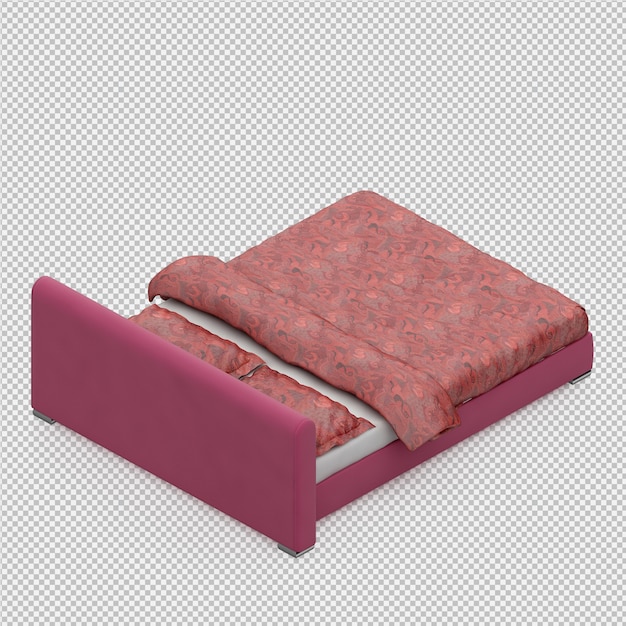 Cama isométrica render 3D