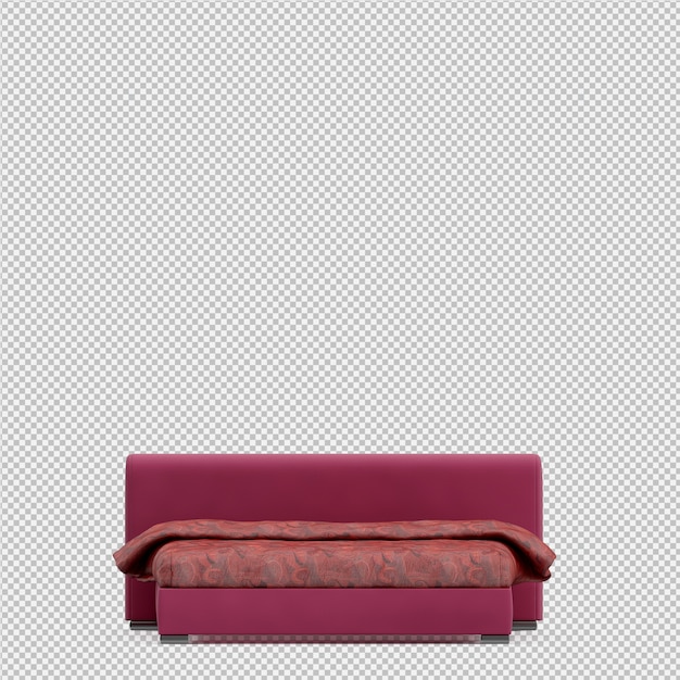 Cama isométrica render 3D