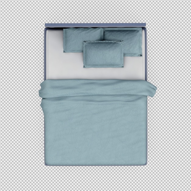 PSD cama isométrica render 3d