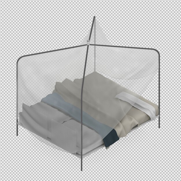 PSD cama isométrica render 3d