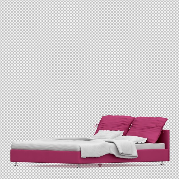 Cama isométrica render 3d