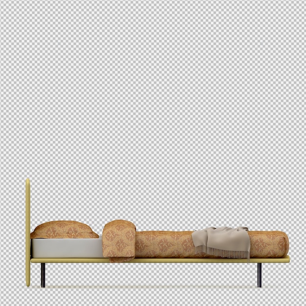 Cama isométrica render 3d