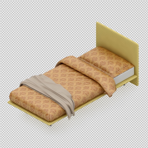 PSD cama isométrica render 3d