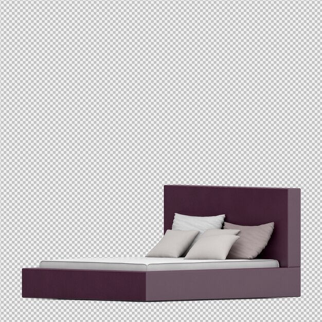 Cama isométrica render 3d