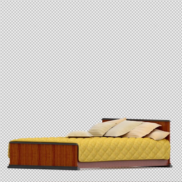 PSD cama isométrica render 3d