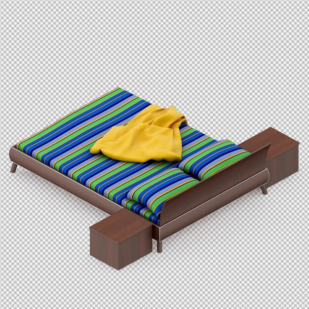 Cama isométrica render 3D