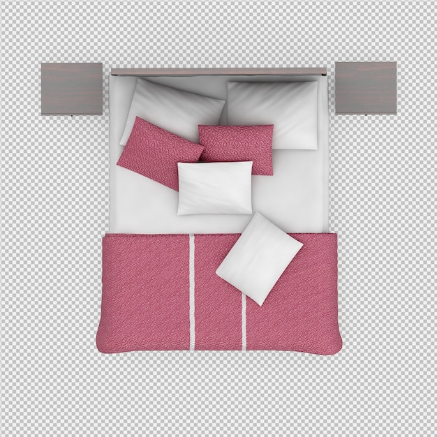 PSD cama isométrica render 3d