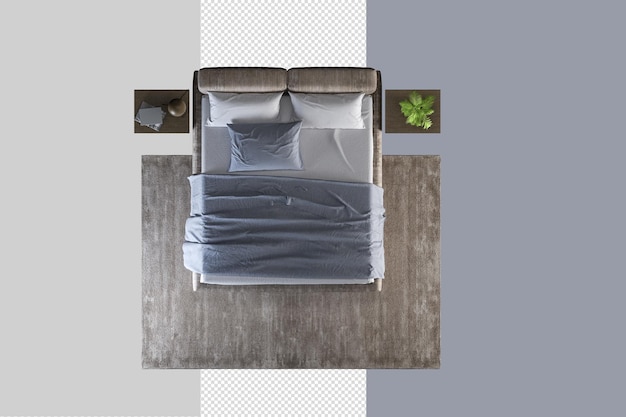 Cama isométrica en renderizado 3d