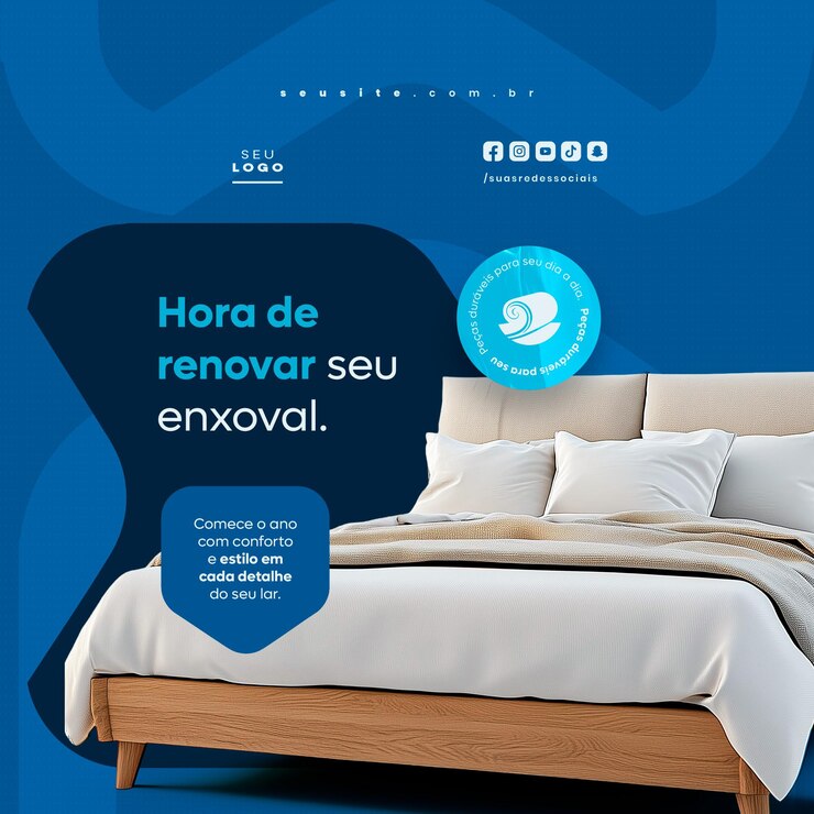 PSD cama mesa e banho enxoval loja de roupa e casa mídia social loja de roupas e casa