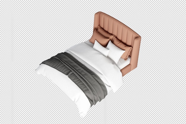 Cama moderna de beleza em renderização 3d isolada