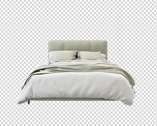 Cama moderna isolada em renderização 3d