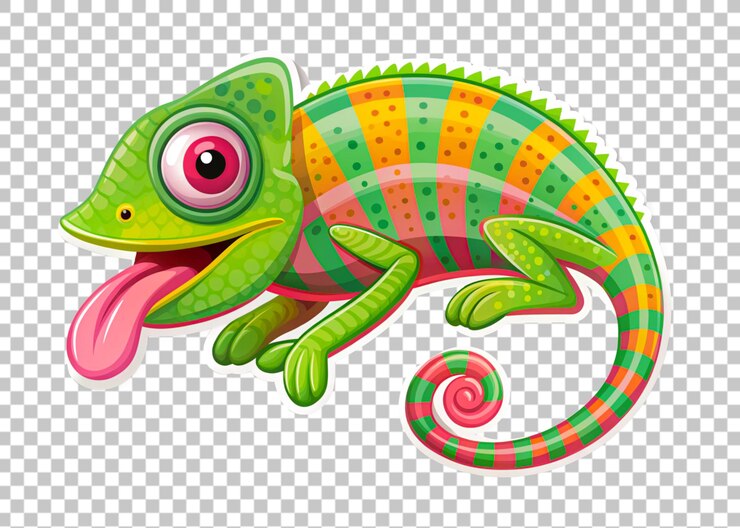 PSD camaleón aislado en un fondo transparente ilustración de renderización 3d