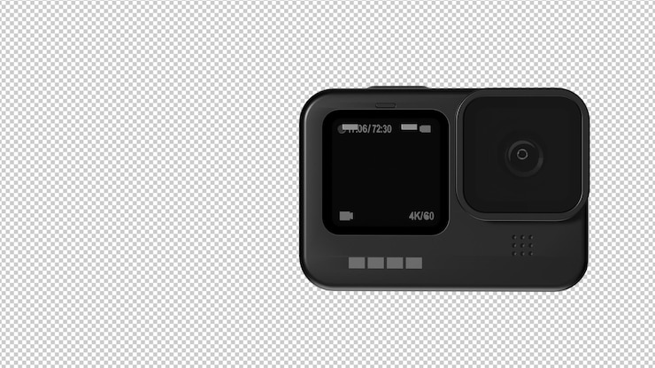 PSD cámara de acción 3d con pantalla en blanco png