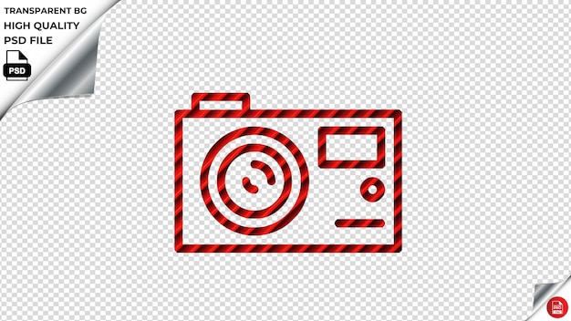 PSD cámara compacta icono vectorial azulejos de rayas rojas psd transparente