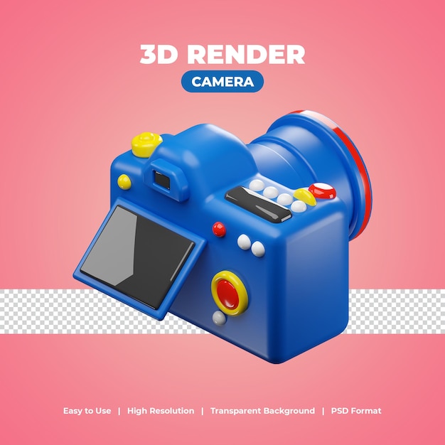 PSD cámara digital moderna con ilustración de icono de renderizado 3d
