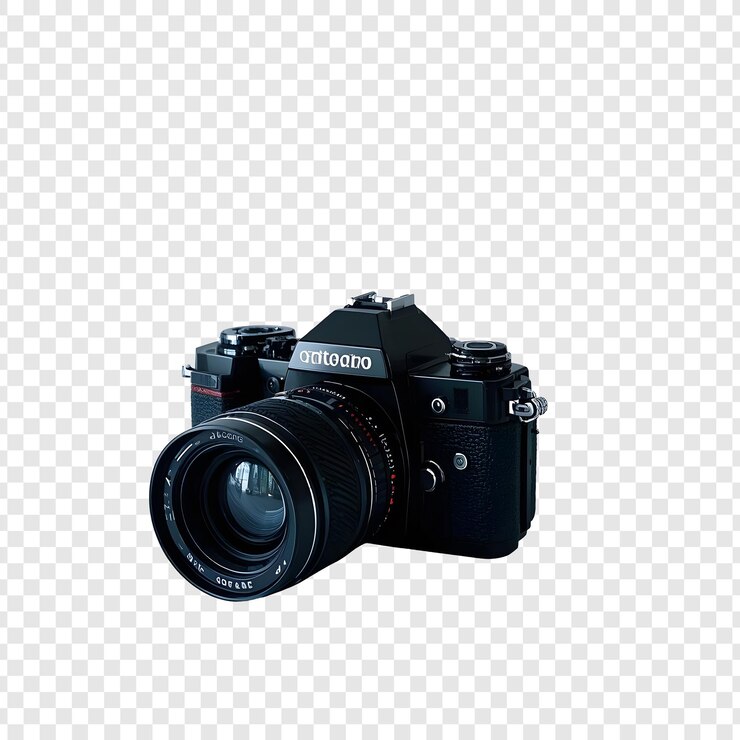 PSD cámara fotográfica aislada sobre un fondo transparente