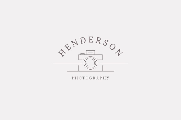 PSD cámara fotográfica de arte de línea monocromática dispositivo de fotografía moderno para disparar video y logotipo fotográfico