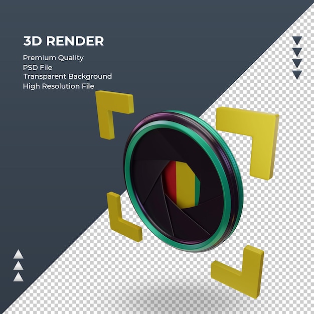 Cámara de obturador 3d Bandera de Guinea Bissau representación vista derecha