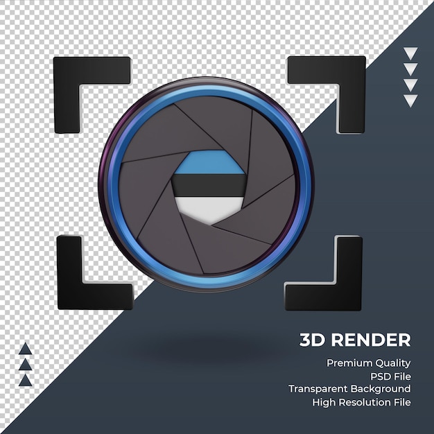 Cámara de obturador 3d Vista frontal de renderizado de bandera de Estonia