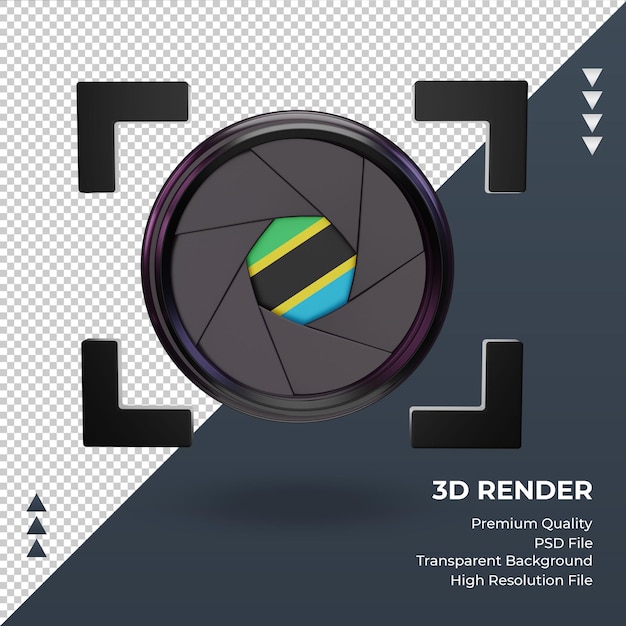 Cámara de obturador 3d Vista frontal de renderizado de bandera de Tanzania