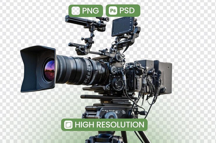 PSD cámara profesional con fondo transparente para proyectos de edición de video imágenes de alta resolución para una integración sin problemas en sus diseños