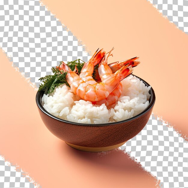 PSD camarão cru e arroz isolados em um fundo transparente hokkaido japão